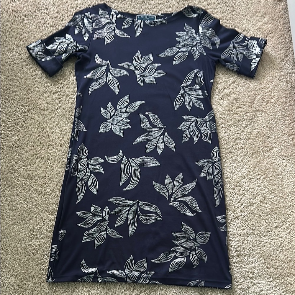 Karen Scott Blue Sheath Mini Dress Casual Crew Neck